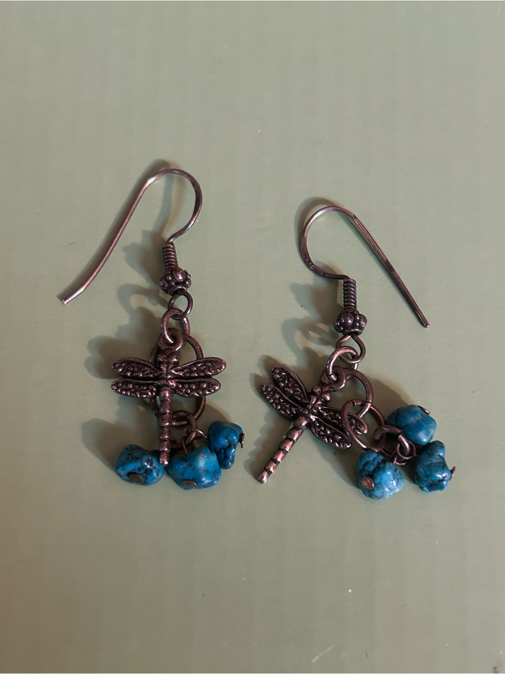 Turquoise Stone Dragonfly Drop Earrings - Women Jewelry